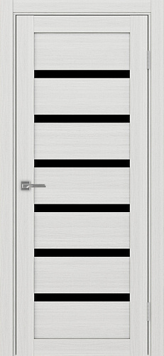 Дверь Эко 507.12 ясень серебристый, lacobel черный