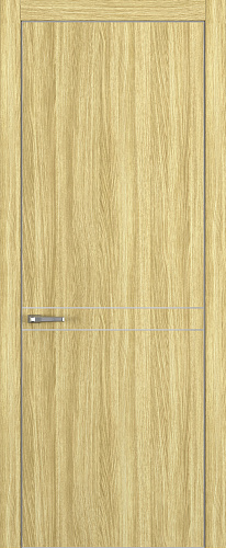 Дверь Z K13 toppan дуб натуральный, ALU кромка хром, молдинг серебро, глухая