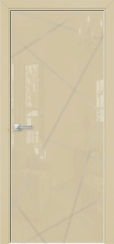 Дверь Оникс Арт лакобель RAL 1015, контурный витраж №5