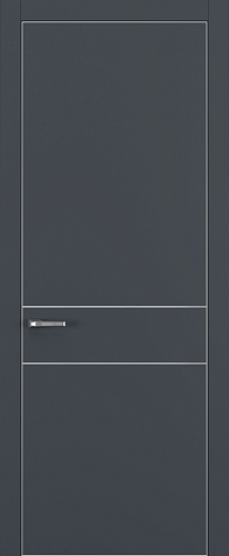 Дверь Z K16 полипропилен  графит премьер, ALU кромка хром, молдинг серебро, глухая