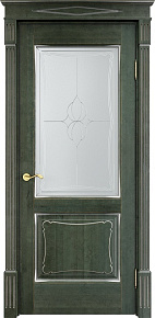 Недавно просмотренные - Дверь ПМЦ массив ольхи ОЛ6.2 зеленый с патиной серебро, стекло 6-5
