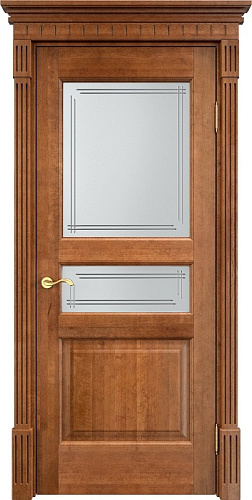 Дверь ПМЦ массив ольхи ОЛ5 орех 10%, стекло 5-4