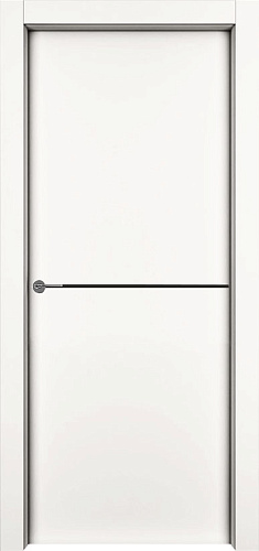 Дверь 1001-М1 эмаль RAL 9010, молдинг черный, глухая