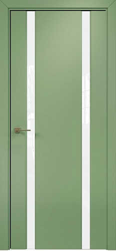 Дверь Оникс Престиж 2 эмаль RAL 6021, глухая, триплекс белый