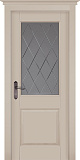 Дверь ОКА массив ольхи Элегия эмаль крем, стекло Графит с фрезеровкой