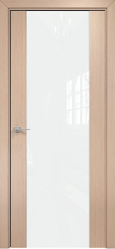 Дверь Оникс Парма 1 беленый дуб, глухая лакобель RAL 0333