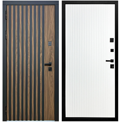 Входная дверь Матадор MXL-1 орех американский мокко/панель Вертикаль, белая матовая