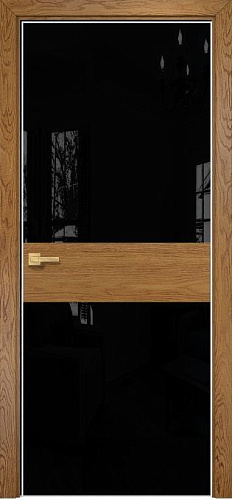 Дверь Оникс Соло 2 дуб золотистый, глухая, Lacobel RAL 9005
