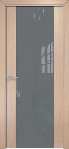 Дверь Оникс Парма 1 беленый дуб, глухая лакобель RAL 7040