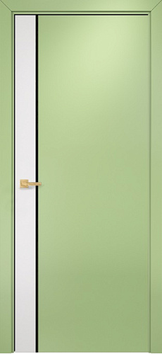 Дверь Оникс Дуо эмаль белая/эмаль фисташковая, триплекс черный