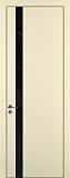 Дверь Z K2 полипропилен крем, ALU кромка черная, лакобель black classic, глухая