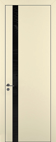 Дверь Z K2 полипропилен крем, ALU кромка черная, лакобель black classic, глухая