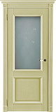 Дверь ДР массив дуба Афина эмаль слоновая кость, стекло мателюкс с гравировкой