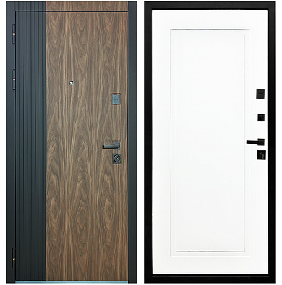 Входная дверь Матадор MXL-2 орех американский мокко/панель Лайн-1, белая матовая