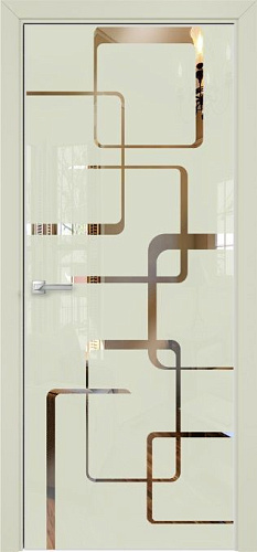 Дверь Оникс Арт, лакобель слоновая кость RAL 1013, зеркало №8
