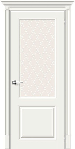 Дверь Скинни-13 эмаль Whitey, сатинато белое художественное "White Сrystal"