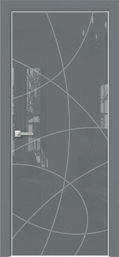 Дверь Оникс Арт, лакобель серый RAL 7040, пескоструй №6