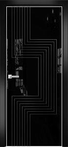 Недавно просмотренные - Дверь Оникс Арт, лакобель черный RAL 9005, контурный витраж №2