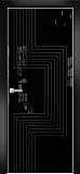 Дверь Оникс Арт, лакобель черный RAL 9005, контурный витраж №2