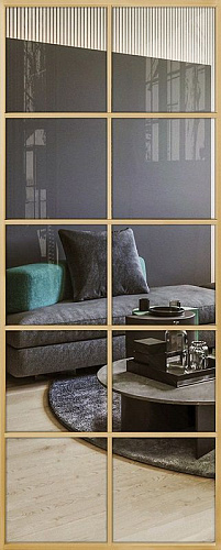 Перегородка Alum №9 золото, стекло прозрачное бронза