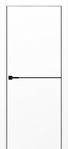 Дверь Эко 202 белый снежный молдинг SB, кромка AL черная SB с 2-х сторон, глухая