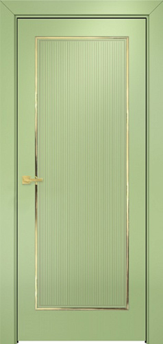 Дверь Оникс Сиэтл 1 эмаль фисташковая молдинг золото, глухая