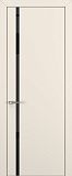 Дверь Z K1 полипропилен крем, ALU кромка хром, лакобель black classic, глухая