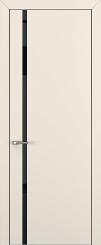 Дверь Z K1 полипропилен крем, ALU кромка хром, лакобель black classic, глухая