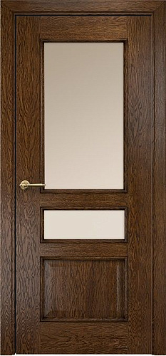 Дверь Оникс Версаль дуб коньячный, сатинат гравировка Волна