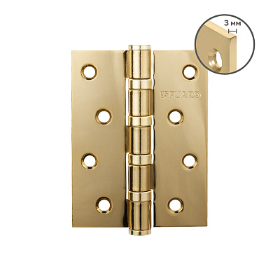 Петля универсальная Fuaro 4BB 100x75x3 золото 24K