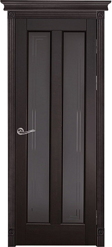 Дверь ОКА браш массив сосны Соренто венге, стекло графит