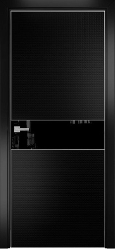 Дверь Оникс Вирджиния эмаль черная, глухая, стекло Lacobel RAL 9005