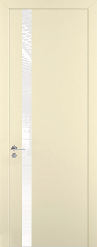 Дверь Z K2 полипропилен крем, ALU кромка хром, лакобель white pure, глухая