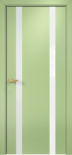 Дверь Оникс Верона 2 эмаль фисташковая, триплекс белый
