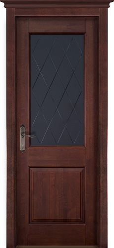 Дверь ДР массив ольхи Европа махагон, стекло