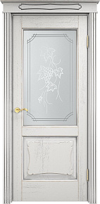 Недавно просмотренные - Дверь ПМЦ массив дуба Д6 белый грунт с патиной серебро микрано, стекло 6-2