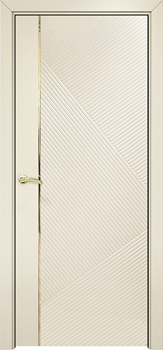Дверь Оникс Нова эмаль слоновая кость молдинг золото, глухая