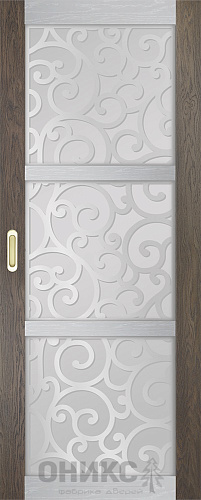 Перегородка Оникс №2 дуб античный/серебро/Р-№1, сатинат белый