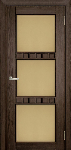 Дверь Берест массив сосны Браво кофе, фреза кубик, стекло бронза