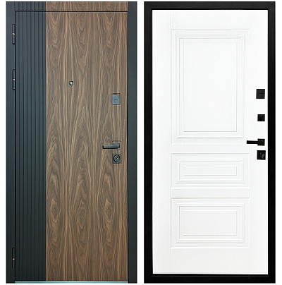 Входная дверь Матадор MXL-2 орех американский мокко/панель Миранда, белая матовая