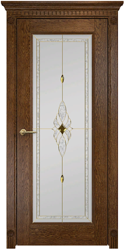 Дверь Оникс Италия 1 каштан, сатинат белый "Витраж Бевелс"