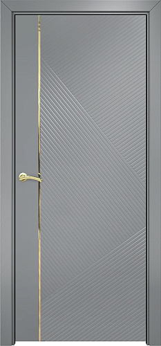 Дверь Оникс Нова эмаль RAL 7040 молдинг золото, глухая