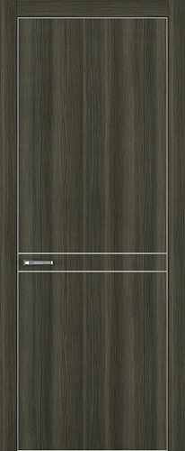 Дверь Z K13 toppan дуб темный, ALU кромка хром, молдинг серебро, глухая