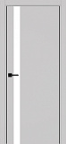 Дверь Эко 211 пепельный, кромка AL черная SB с 2-х сторон, lacobel белый
