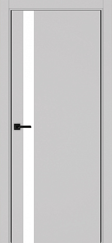 Дверь Эко 211 пепельный, кромка AL черная SB с 2-х сторон, lacobel белый