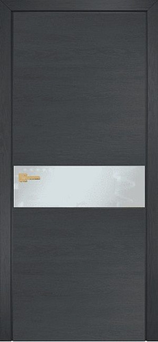 Дверь Оникс Соло дуб графит, глухая, стекло Lacobel белое матовое