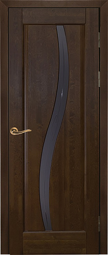 Дверь ОКА массив ольхи Соло античный орех, стекло графит с фрезеровкой