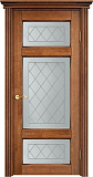 Дверь ПМЦ массив ольхи ОЛ55 орех 10% с патиной, стекло 55-8