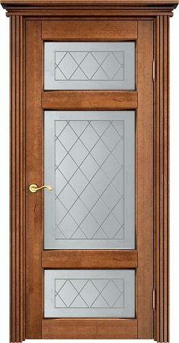 Дверь ПМЦ массив ольхи ОЛ55 орех 10% с патиной, стекло 55-8