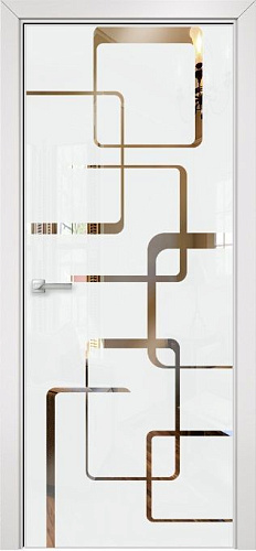 Дверь Оникс Арт, лакобель белый RAL0333 зеркало №8